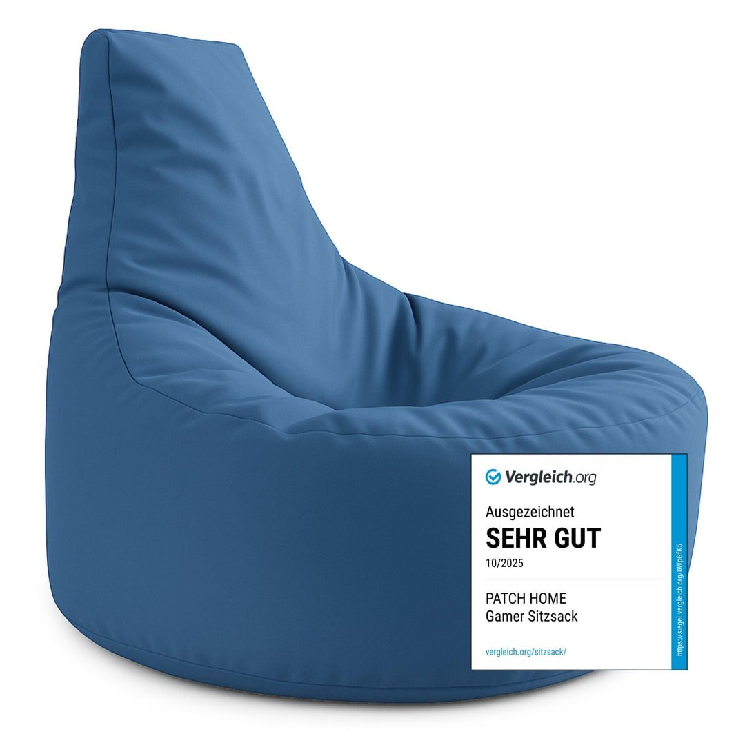 PATCH HOME Gamer Kissen & Lounge Sitzsack – befüllbar mit Reissverschluss, gefüllt mit Styropor, gee