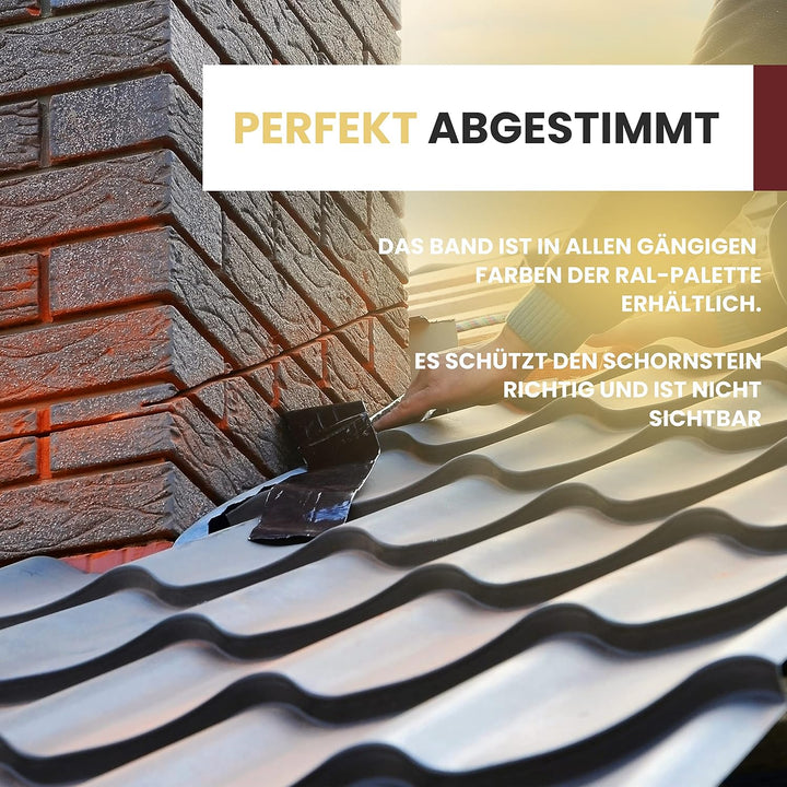 Blei geriffelte Kaminanschlussband – 300mm – 50m – 10 x 5m – Kastanie RAL 8012 – selbstklebend Rolle