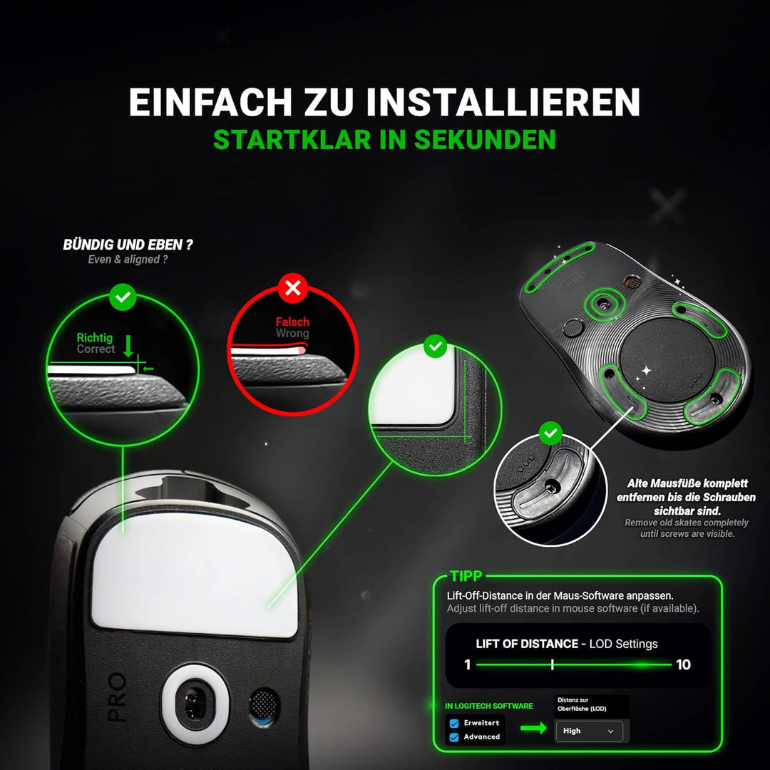 SensoryBoost HPS Glides (2er Set) kompatibel mit Logitech G PRO X Superlight 2c - Balance aus Speed