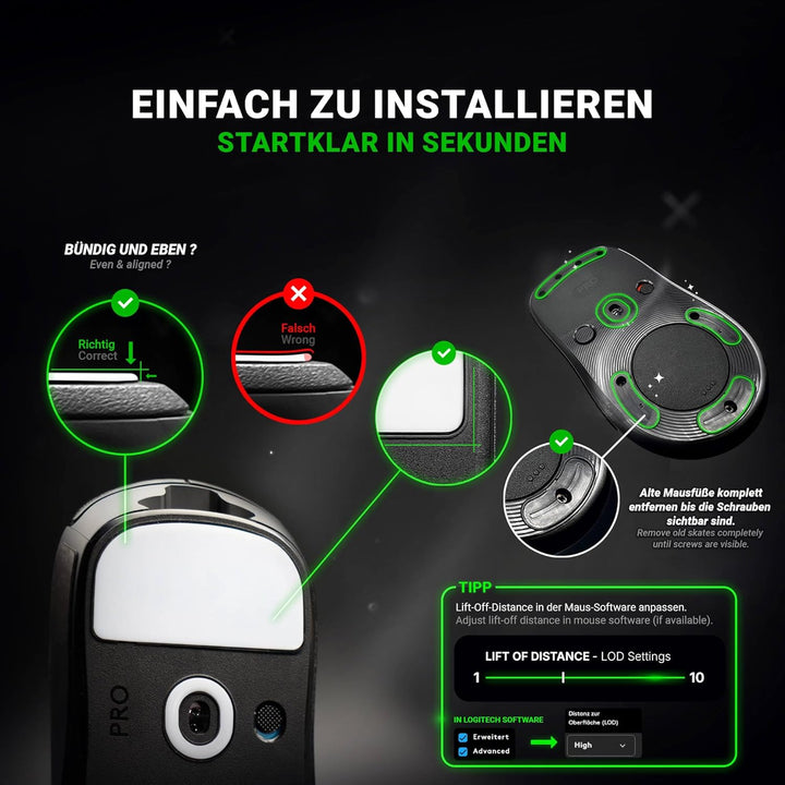 SensoryBoost HPS Glides (2er Set) kompatibel mit Logitech G PRO X Superlight 2c - Balance aus Speed