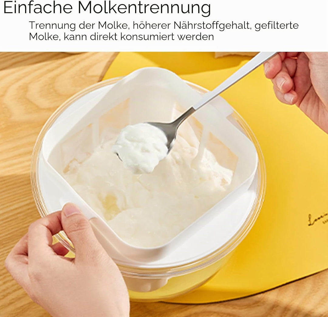 Joghurtsieb, Griechischer Joghurtbereiter aus Edelstahl mit Extra Feinmaschigem Siebfilter, Wiederve