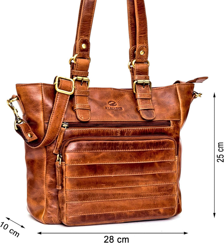 ALMADIH Premium Leder Damentasche Schultertasche KYLA - Ledertasche Handtasche Umhängetasche Henkelt