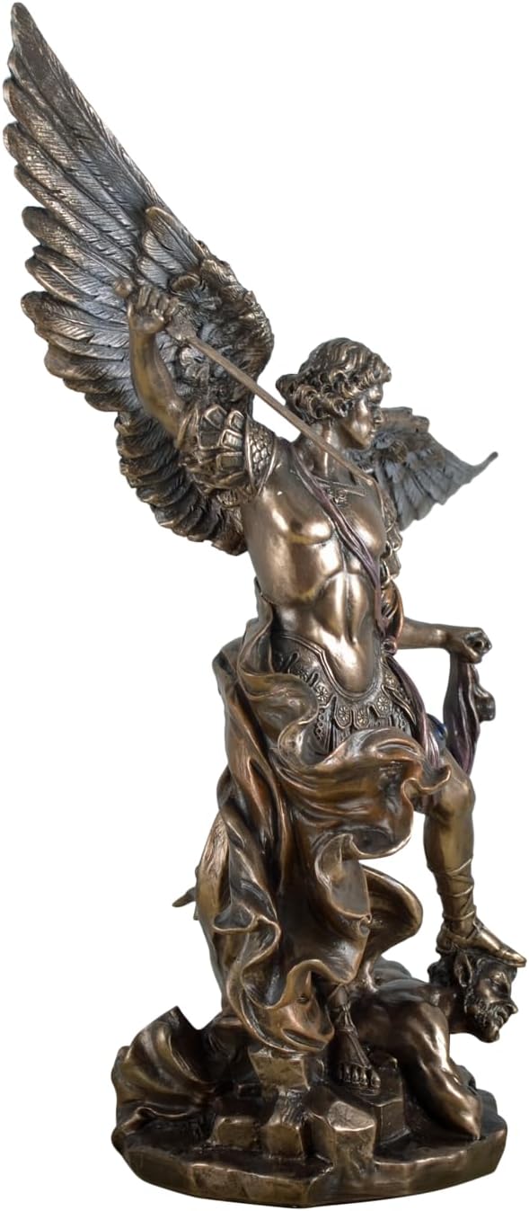 Veronese Figur Erzengel Michael bekämpft das Böse Figur bronziert Skulptur