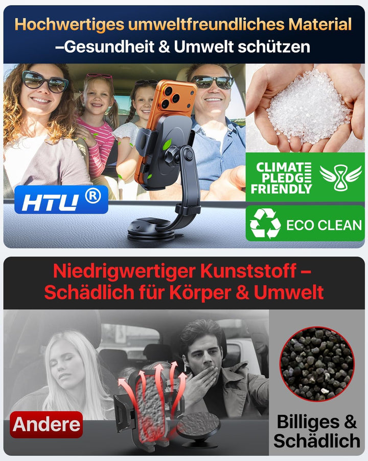 HTU 【Militär-Klasse Biegsamer Arm Handyhalterung Auto Upgrade【Stärkste Saugnapf Lüftung】 360° Drehba