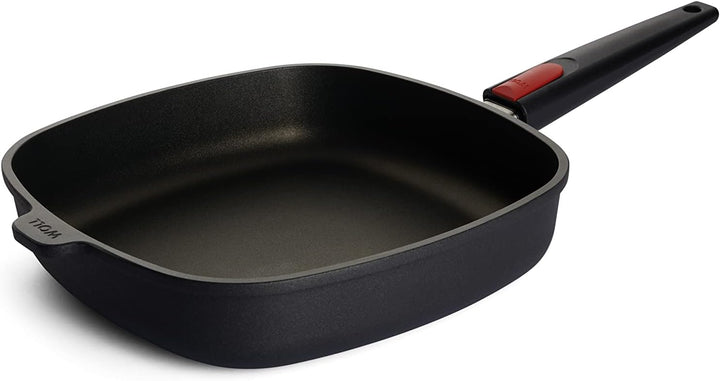 Woll Nowo Titanium Guss-Pfanne viereckig, 28x28 cm, 6.5 cm hoch, mit abnehmbarem Stiel-Geeignet für