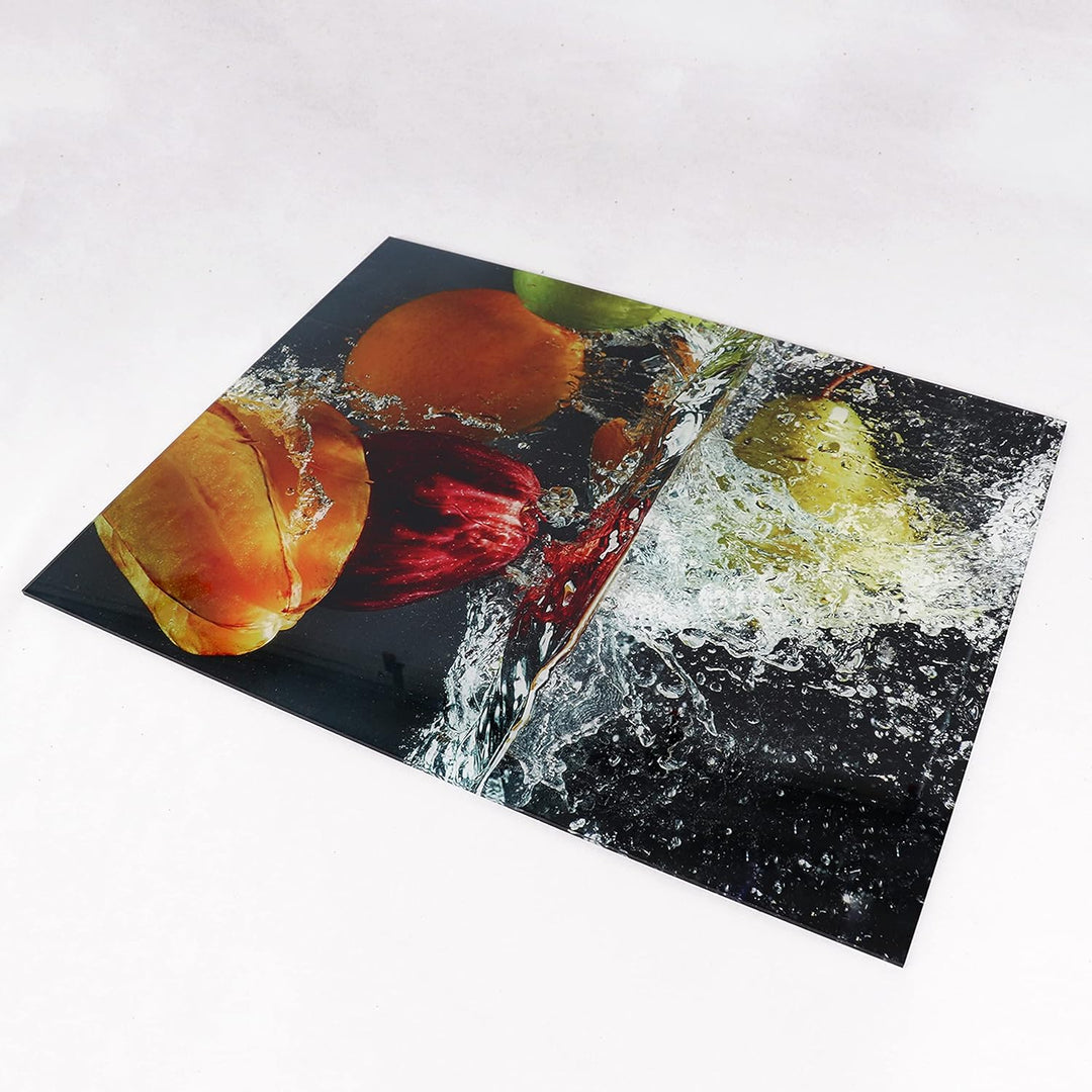 Queence Ceranfeldabdeckung Obst und Beeren Induktionsherd-Abdeckung 80x52 cm | Herdabdeckplatte aus