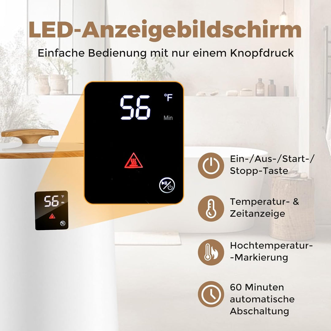 COSTWAY 18L Handtuchwärmer Eimer, Deckenwärmer mit LED-Anzeige & automatischer Abschaltung, tragbare