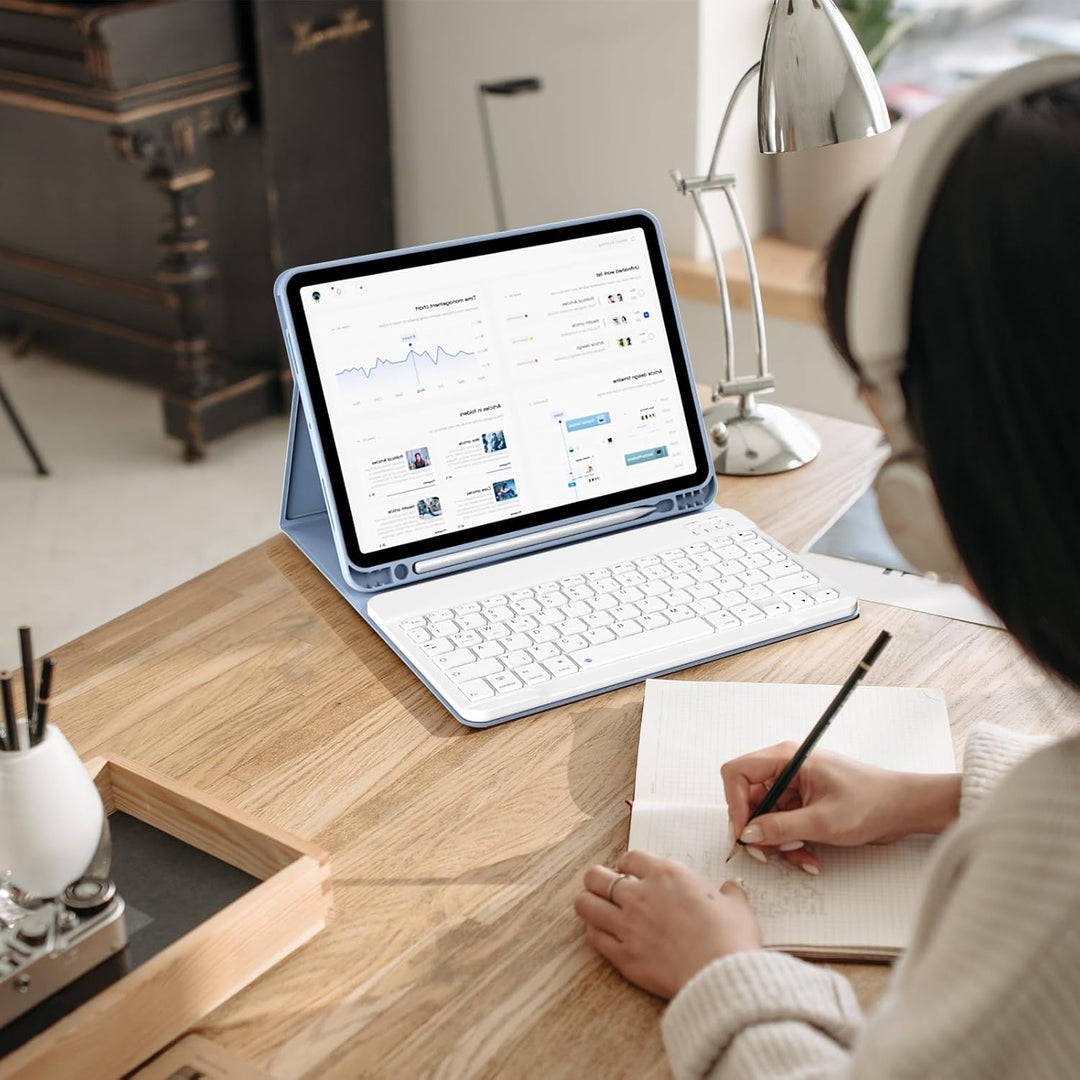 Hülle mit Tastatur für iPad A16 11. Generation 2025, für iPad 10. Generation 2022 10,9 Zoll, Bluetoo