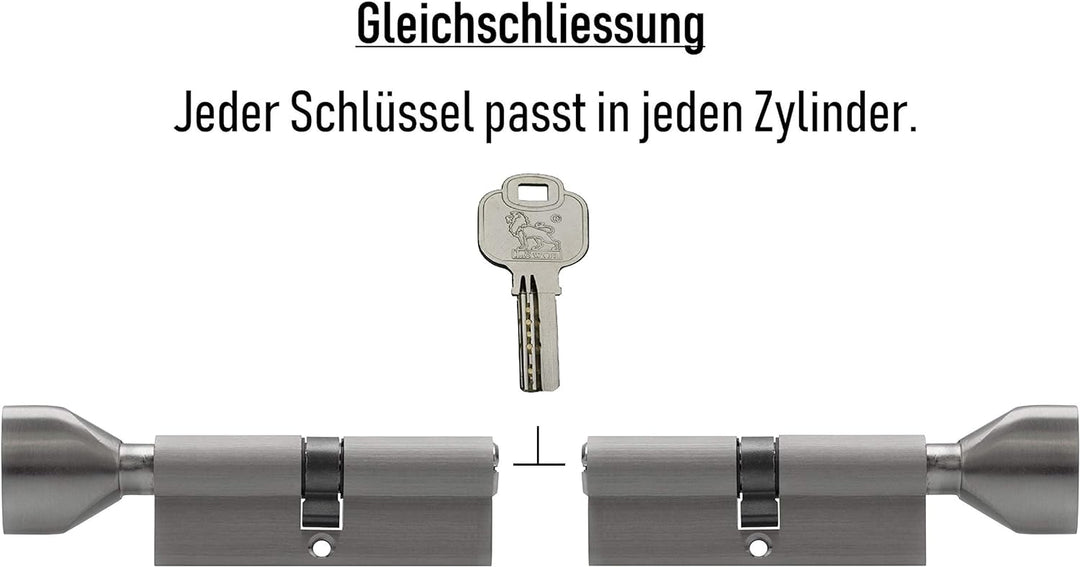 2x Knaufzylinder KSN 90 mm 45/45 gleichschliessend inkl. 10 Schlüssel