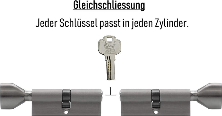 2x Knaufzylinder KSN 90 mm 45/45 gleichschliessend inkl. 10 Schlüssel