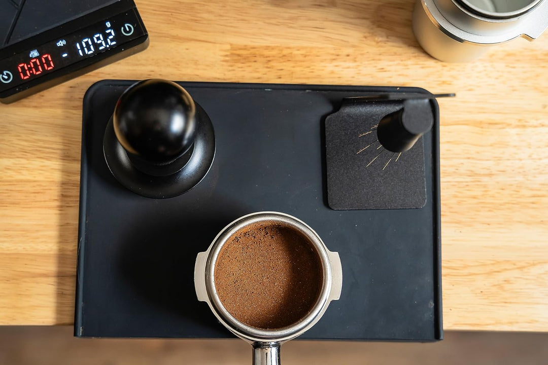 MiiCoffee Espresso-Tampermatte, schwarzes Silikon-Pad in Lebensmittelqualität, 20x15 cm, Kaffee-Tamp