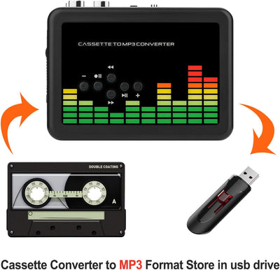 MYPIN Kassettenspieler, Tragbarer Kassettenkonverter USB Audio Kassette zu MP3 Player Konverter Kass