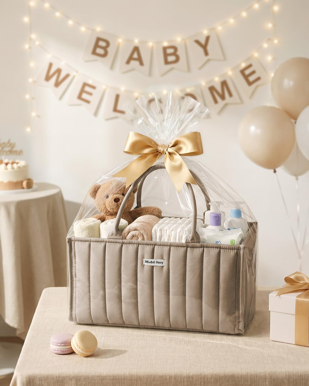 Blissful Diary Baby-Windelkorb, stilvoller Baby-Windel-Caddy Organizer, Aufbewahrungskorb für Windel