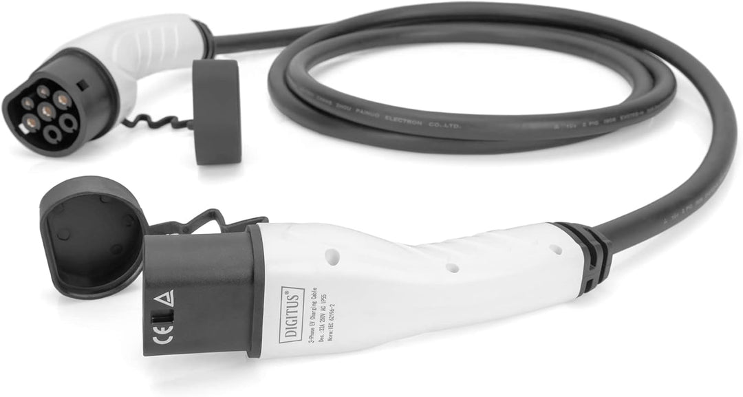 DIGITUS Kfz Ladekabel 7,5 m Typ 2 auf 2 7.5 m Schwarz dreiphasig 3-Phasig – 16 A – 11 kW Standardkab