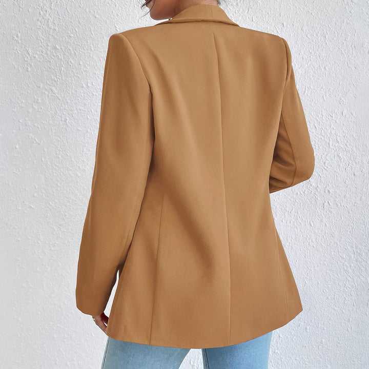ALSOGO Damen Blazer Langer Casual Open Front Blazer Arbeit Büro Jacken mit Taschen Braun XS, Braun X