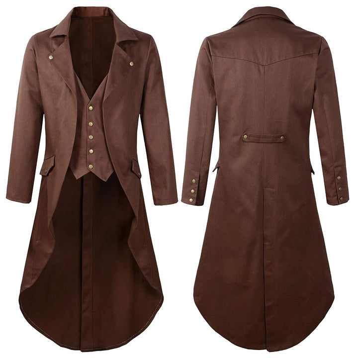 Viktorianische Steampunk Jacke für Herren Vintage Gothic Piraten Slim Fit Frack Wikinger Renaissance
