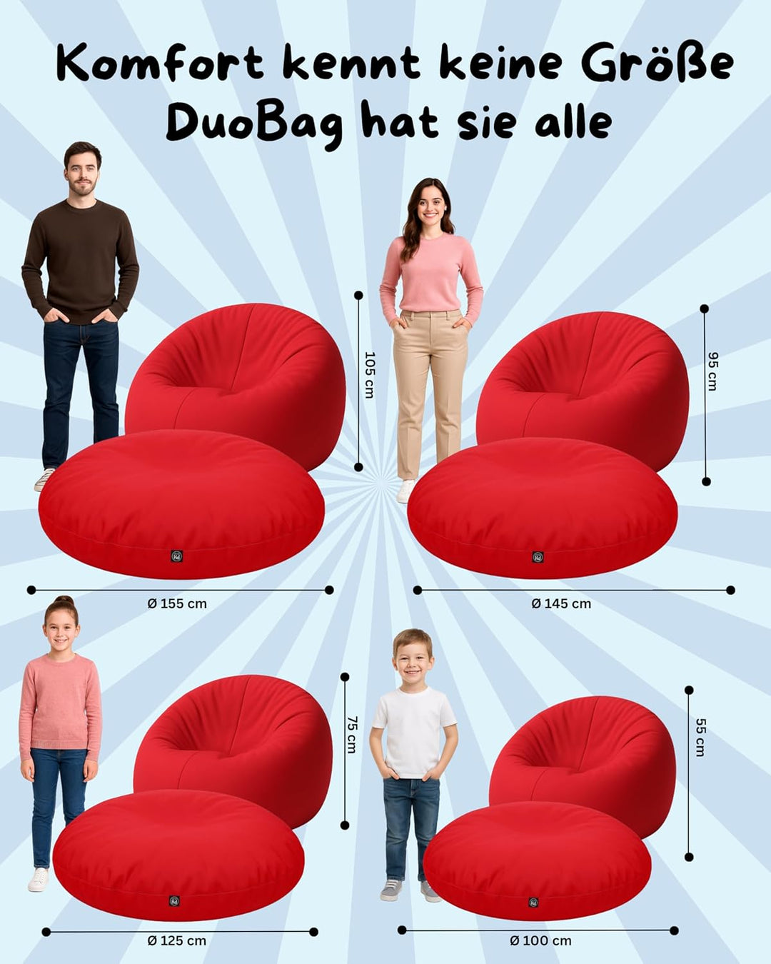 PATCH HOME Sitzsack 2 in 1 Sitzkissen Bodenkissen für Erwachsene &amp; Kinder - Gaming mit Füllung Kisse