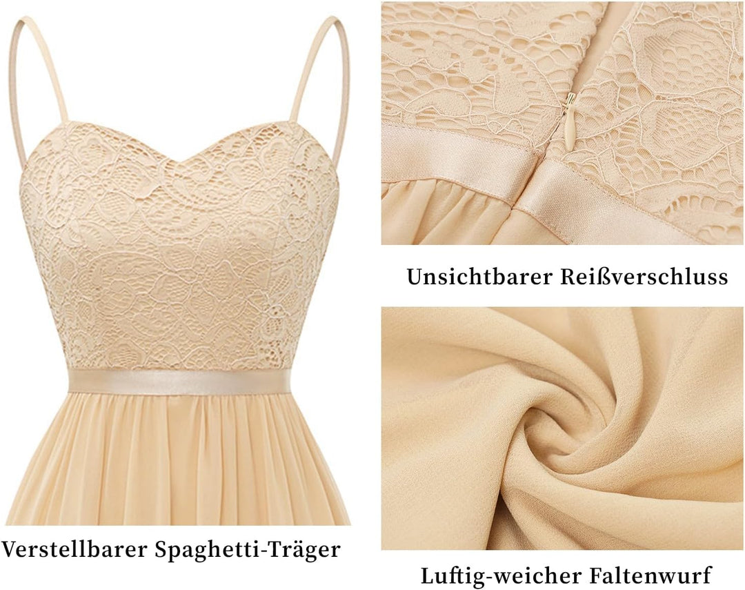 DRESSTELLS Abendkleider Elegant für Hochzeit Festlich Ballkleid Damen Lang Brautkleid Standesamt Bra