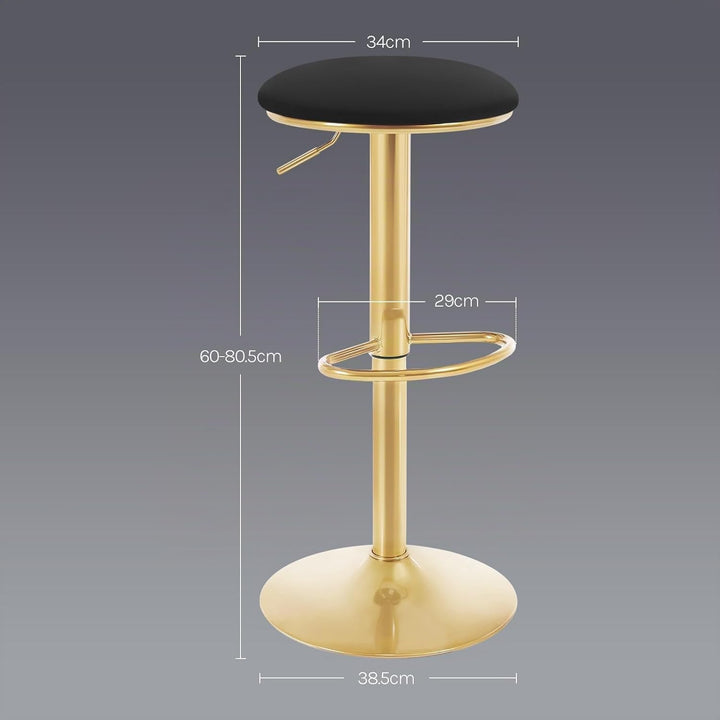 WOLTU Barhocker 2er Set, 60-80,5 cm Höhenverstellbar, Samt, Schwarz | Ergonomischer Barstuhl, mit Fu