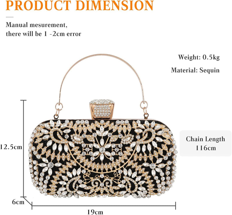 CORIOS Abendtasche Damen Diamant Clutch Bag Kette Shiny Strass Handtasche Klein Tasche Schultertasch