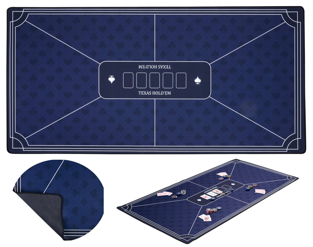 Engelhart - 320993 – Pokermatte blau – rutschfeste Spielfläche 120 cm x 60 cm – Dicke: 3 mm – Bedruc