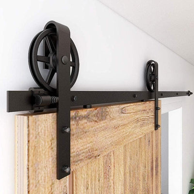 CCJH 200CM (6.6FT) Schiebetürbeschlag Set Schiebetürsystem Laufschiene für Schiebetür Hängeschiene f