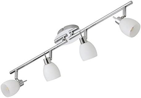 Trango 4-flammig 1008 LED Deckenstrahler *ISLA* Deckenleuchte mit Glaslampenschirm in Chrom-Optik, D