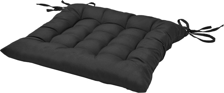 Beautissu 4er Set Stuhlkissen mit Bändern Indoor &amp; Outdoor Auflagen Stühle | 40x40 in Schwarz mit 5c