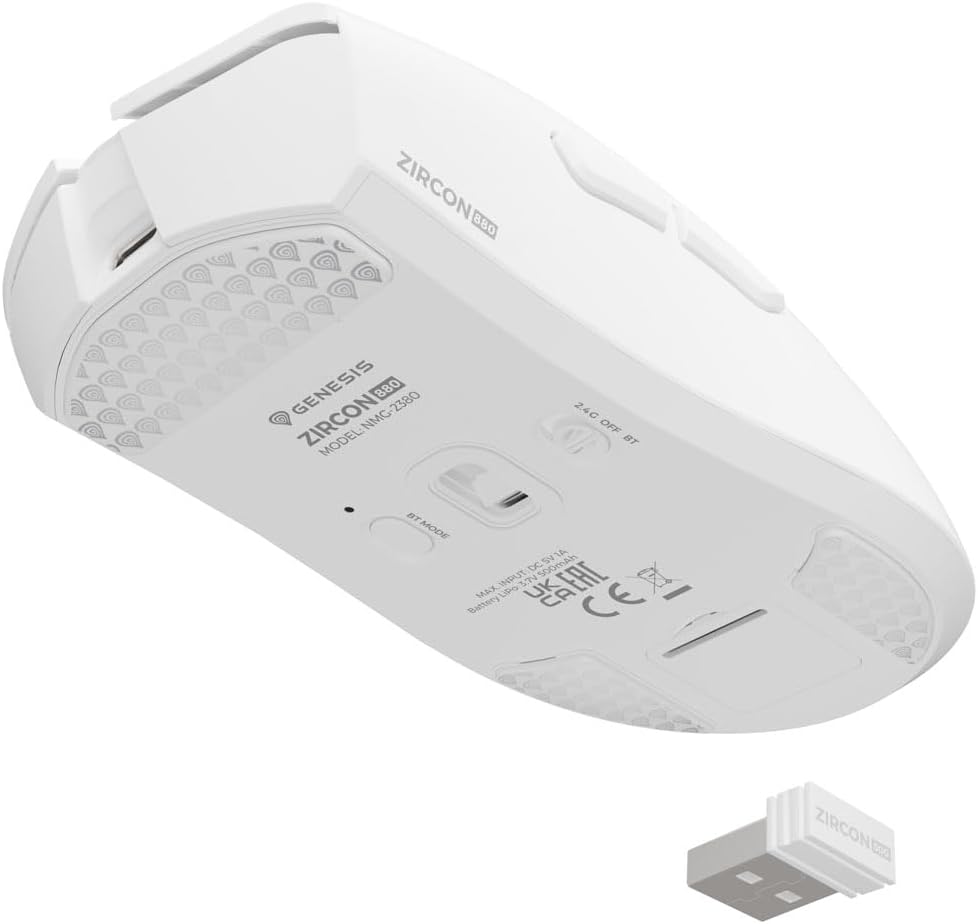 Genesis Zircon 880 Wireless Gaming Maus kabellos Weiss, 12000 DPI Wireless Gaming Mouse, PixArt PAW3