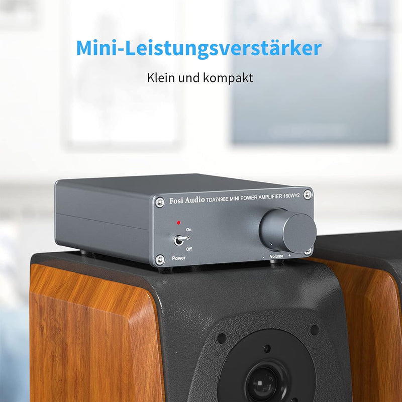 Fosi Audio TDA7498E HiFi Verstärker 320Watt, Mini Hi-Fi Vollverstärker für Passivlautsprecher, 2-Kan