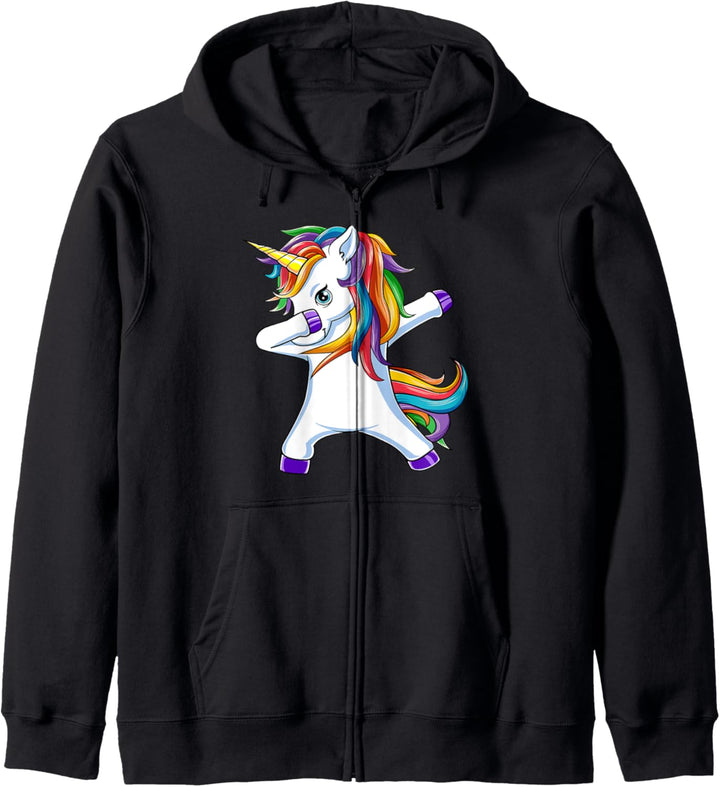 Damen Dabbing Unicorn Lustiger Dab Tanz Regenbogen Einhorn Kapuzenjacke