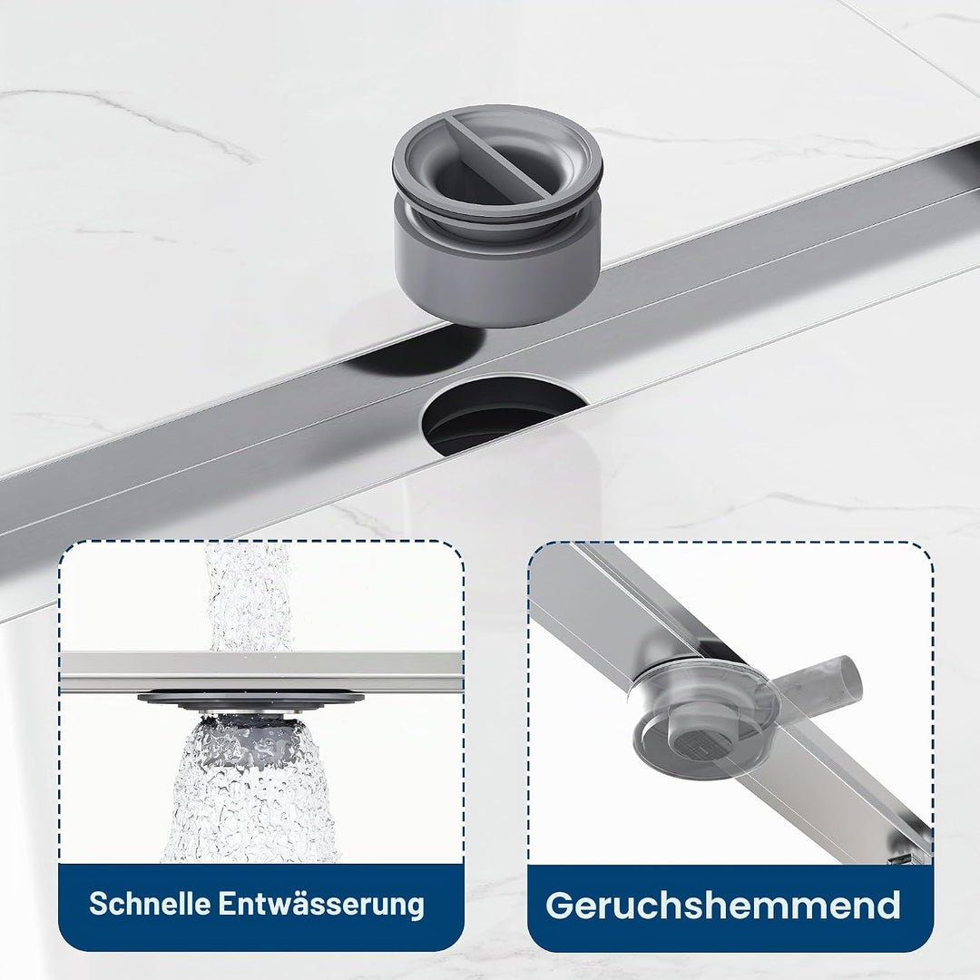 Neodrain Duschrinne 60cm Edelstahl Bodenablauf - 360° Siphon Befliesbar Duschablauf Flach mit Geruch