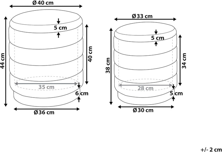 Beliani Runder Pouf im 2er Set aus Samt senfgelb Ottoman Sitzpouf Garland