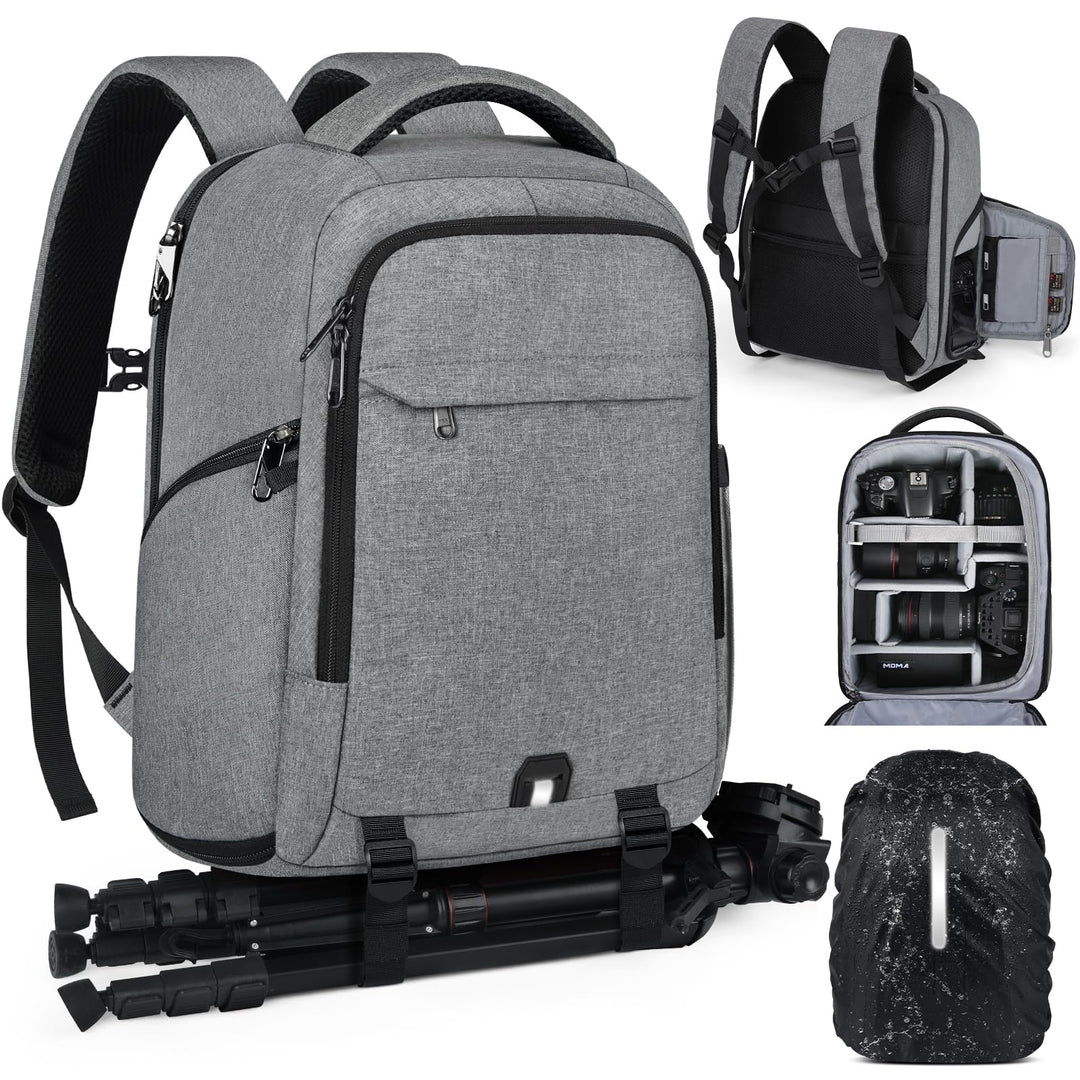 RAINSMORE Fotorucksack Kamerarucksack Gross mit 14 Zoll Laptopfach Leicht Kamera Rucksack DSLR SLR K