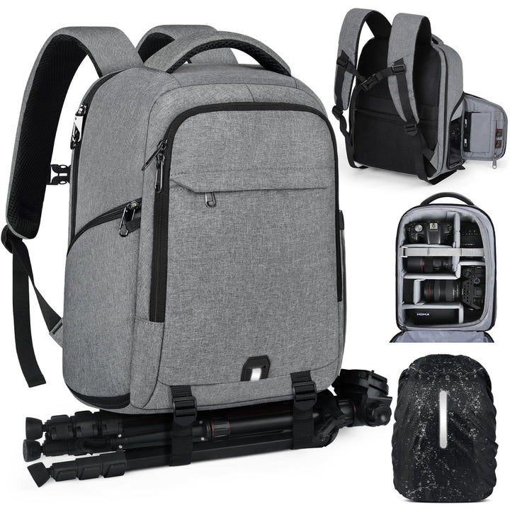 RAINSMORE Fotorucksack Kamerarucksack Gross mit 14 Zoll Laptopfach Leicht Kamera Rucksack DSLR SLR K