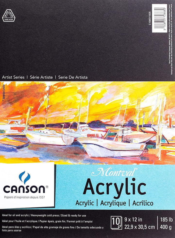 Canson Artist Series Acrylpapier, Faltblock, 22,9 x 30,5 cm, 10 Blatt (400 g) – Künstlerpapier für E