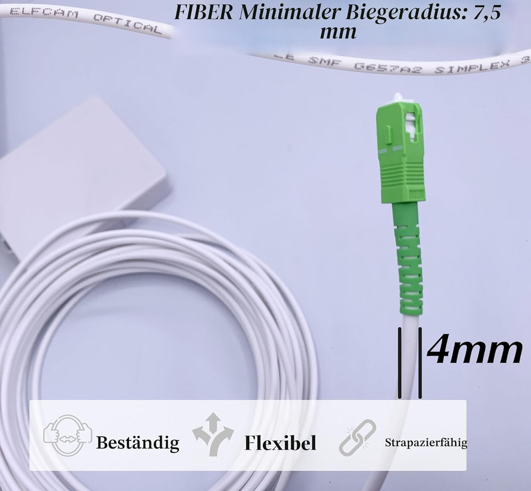 Elfcam® - 7m Glasfaser-Kabel SC/APC auf SC/APC Stecker mit Glasfaser-Abschlusspunkt (G-BOX Abschluss