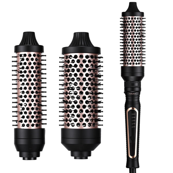 AraSyleon 3-in-1 Wärmebürste Set, Elektrische Haarbürste mit 3 Aufsätzen (32/38/45mm), Thermobürste