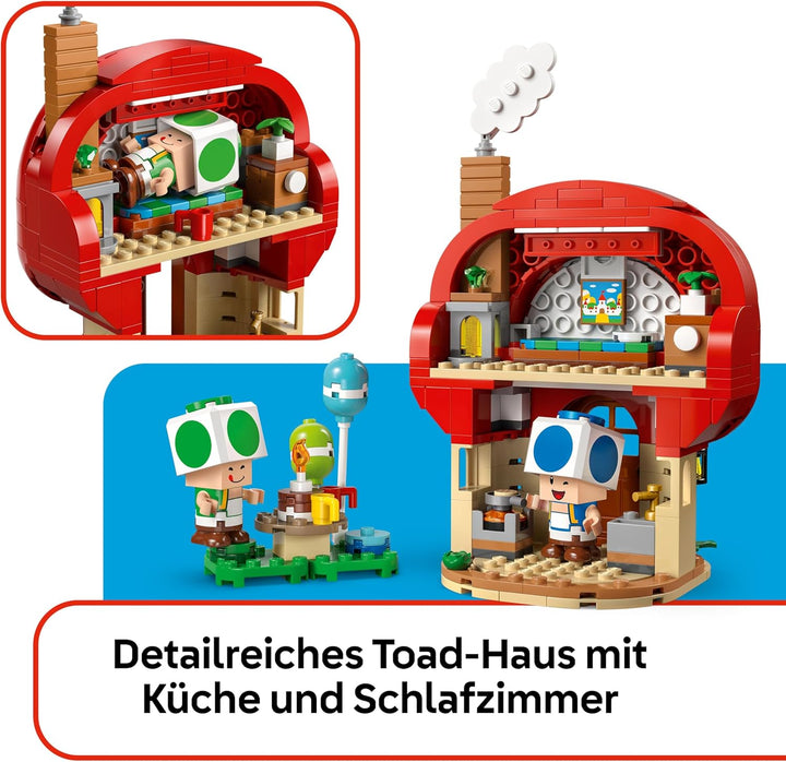 LEGO Super Mario Party bei Toads Haus - Interaktives Set mit 2 Figuren, Küche, Schlafzimmer & Pickni
