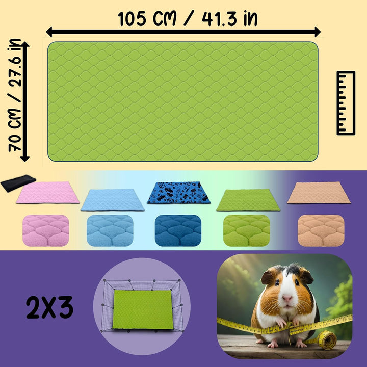 2 Stück Käfigeinlage für Kaninchen und Meerschweinchen mit Abnehmbarer Fleece-Tunneldecke - perfekte