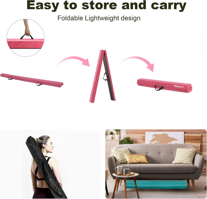 FBSPORT Schwebebalken, Faltender Schwebebalken Kinder, Gymnastik Balance Balken,Beflockungsschicht B