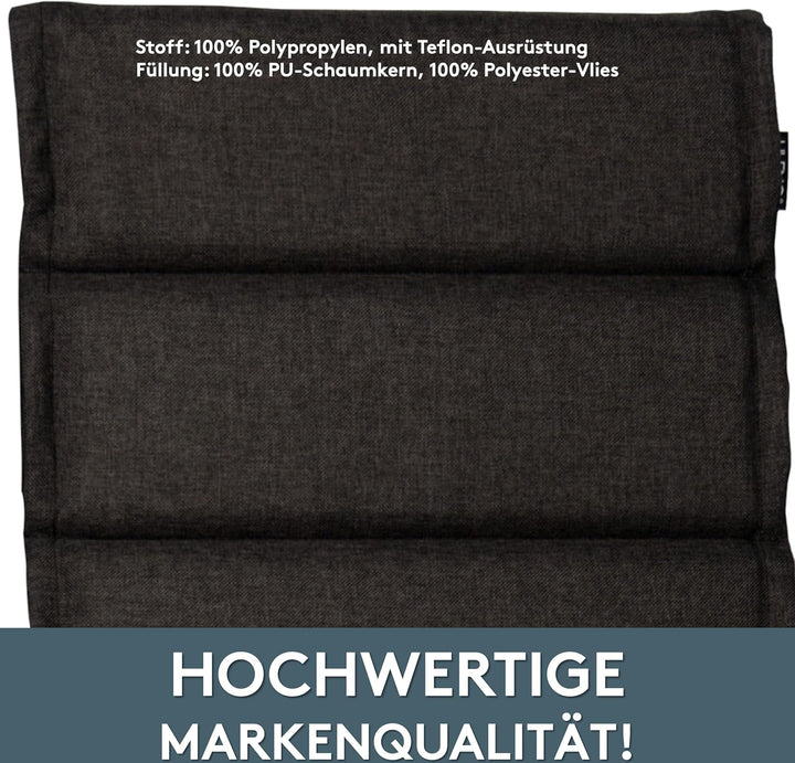 LILENO HOME Gartenstuhl Auflagen als [2er Set - Hochlehner] in Anthrazit - Bequeme Liegen als Sitzau