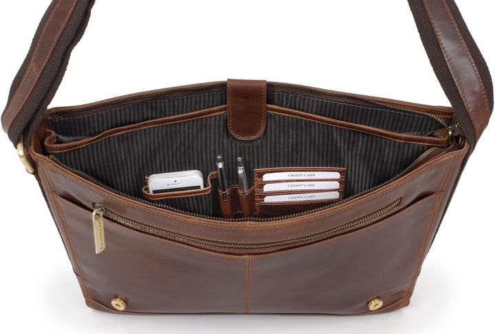 Bucklestone - Herren Leder Laptoptasche 17 Zoll - Schultertasche Gross - Messenger Bag/Arbeitstasche