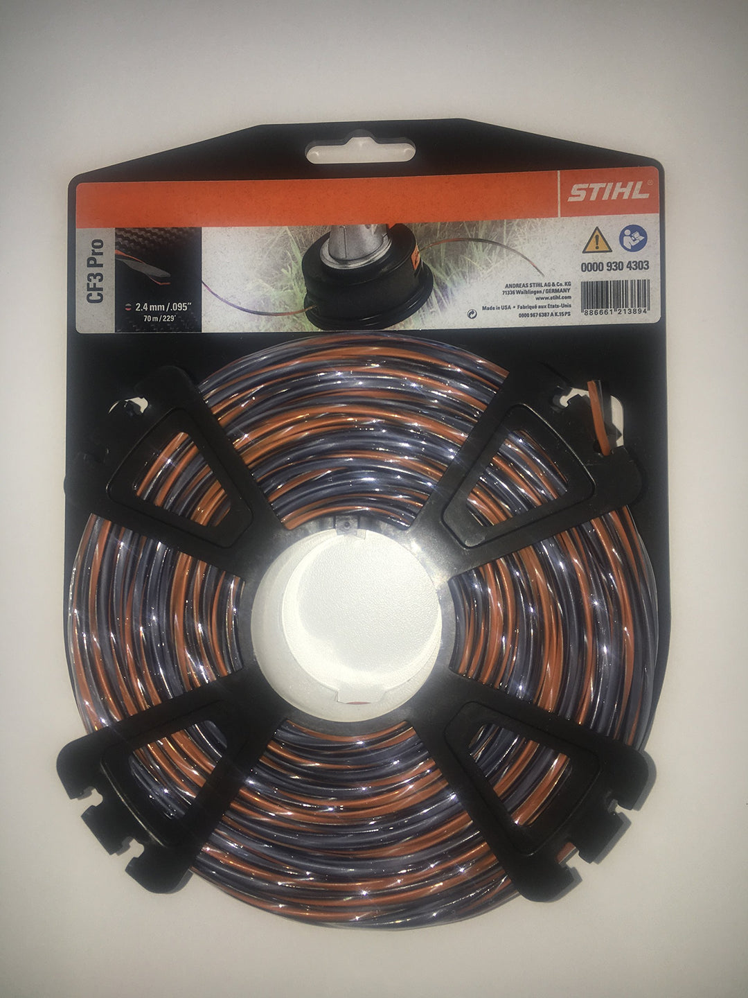 STIHL 9304303 Mähfaden Carbon 2,4mm x 70 Meter, kreuzförmig, CF3 Pro