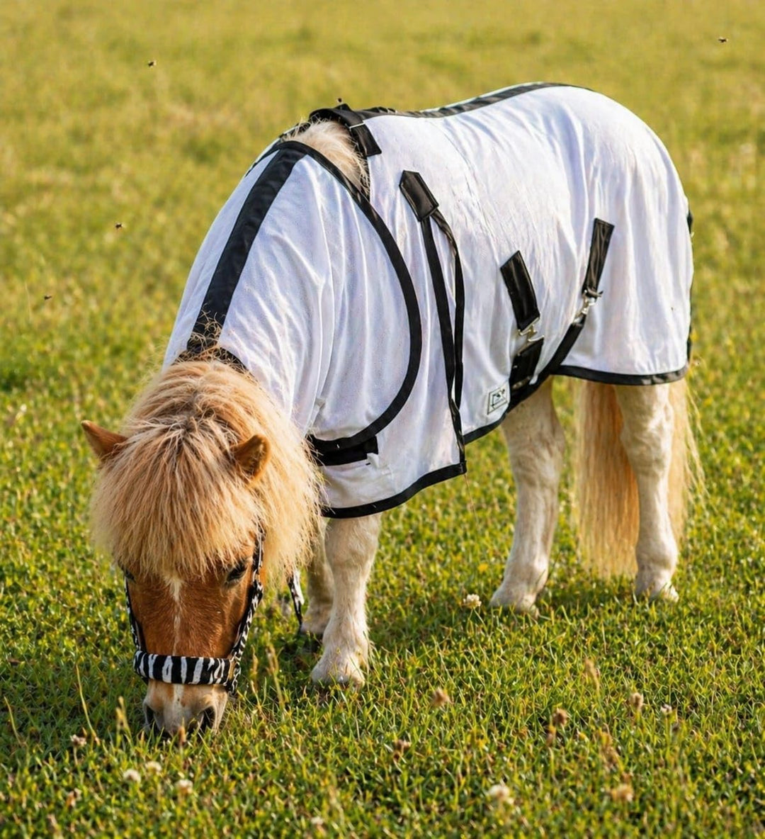 Fliegendecke + Halsteil, abnehmbar Netz fest 65 70 75 80 85 90 95 100 cm Minishetty Falabella Shetty