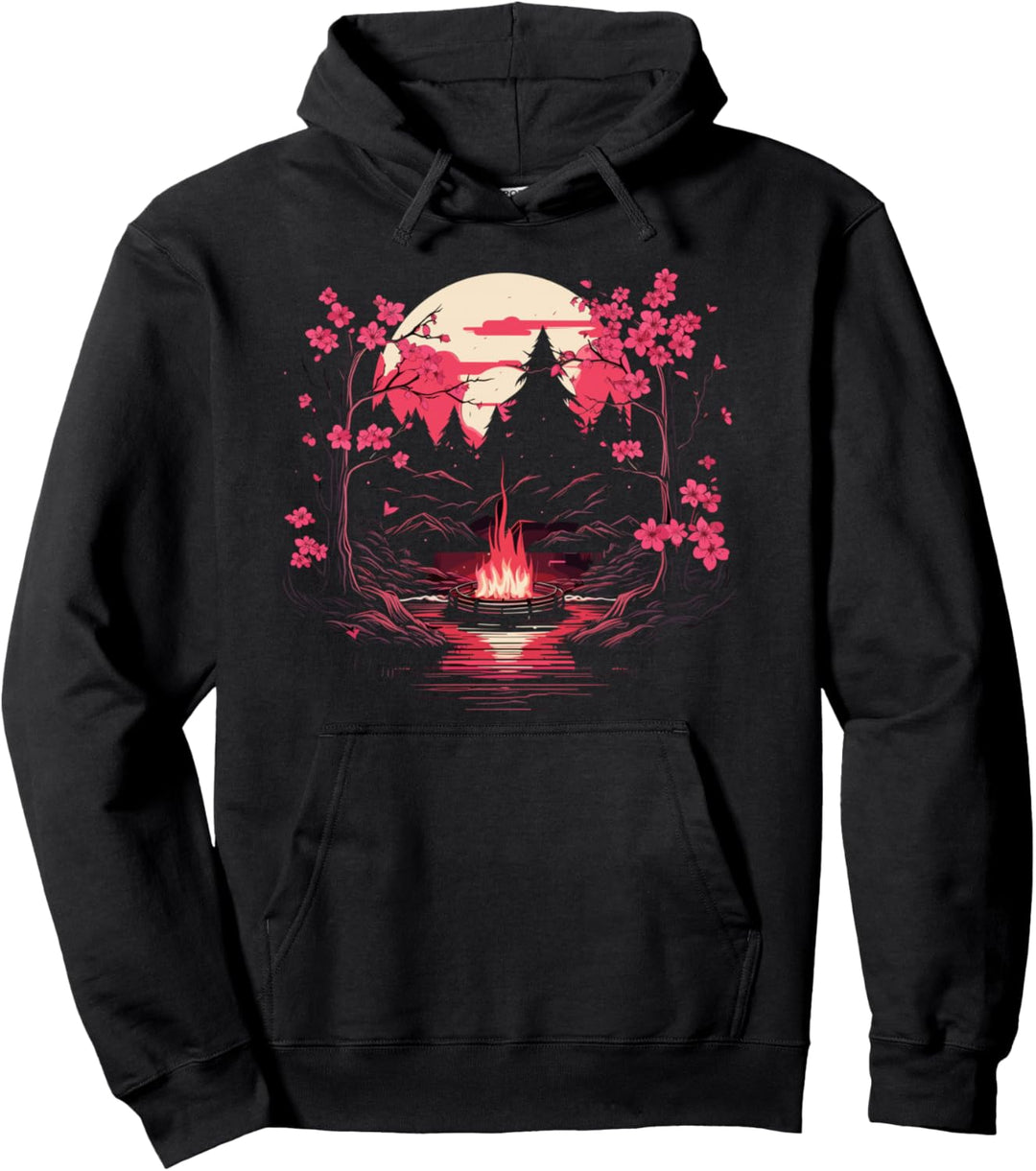 Japanischer Kirschbaum Lagerfeuer - Japan Ästhetik Pullover Hoodie