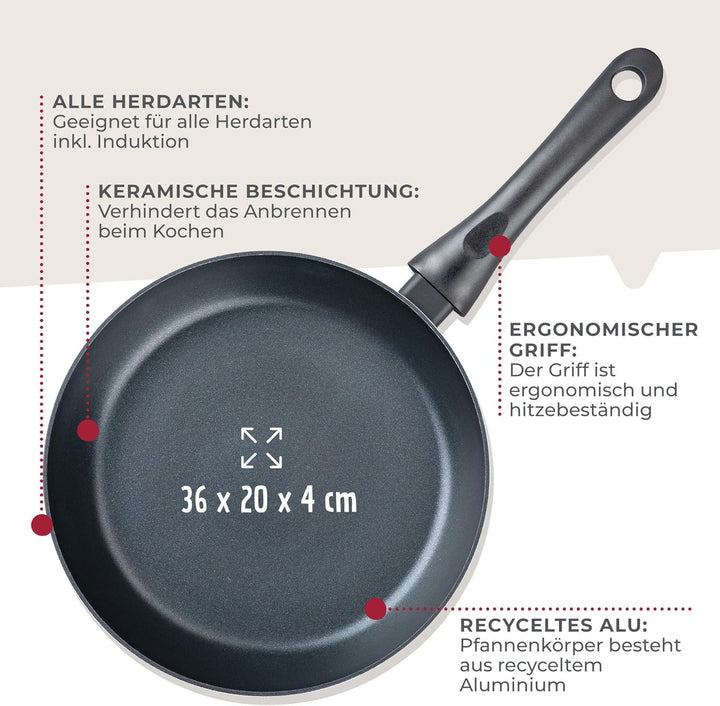 FACKELMANN Bratpfanne Arcadalina 20cm – Antihaft-Pfanne aus 90% recyceltem Aluminium und Keramik-Bes