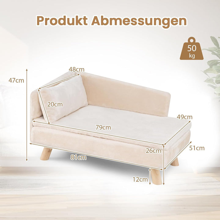 GOPLUS Luxus Katzensofa, Erhöhtes Hundebett mit Rückenlehne, abnehmbarem Kissen &amp; Holzbeinen, Hundes