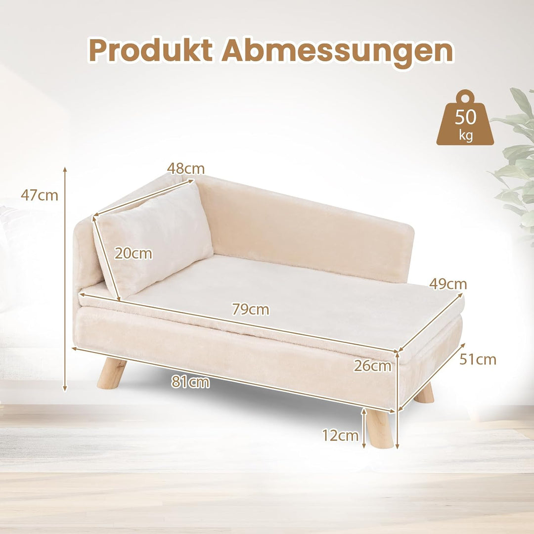COSTWAY Katzensofa Luxus, Katzenbett erhöht, bis 50 kg, Katzencouch mit 2 Kissens, Rückenlehne &amp; Hol
