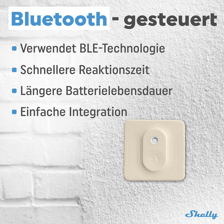 Shelly Blu H&T Ivory | Bluetooth-gesteuerter Temperatur- und Luftfeuchtigkeitssensor | Spritzwasserg